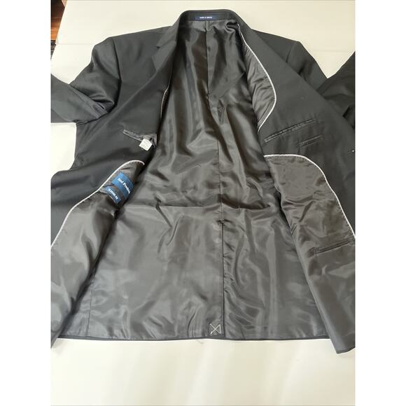 Paul Frederick Men’s black single vent bronze button wool blazer 52L NWT - Picture 7 of 8